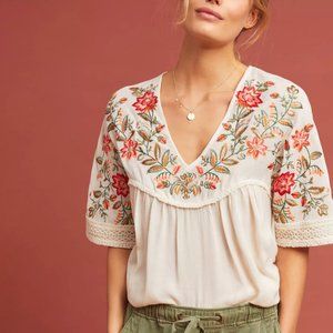Anthropologie Ranna Gill Jumel Embroidered Blouse